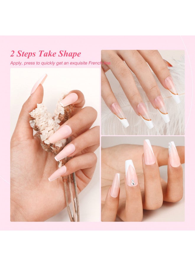 Saviland French Manicure Kit - 4PCS French Tip Nail Tool with White French Manicure Gel Polish, French Nail Stamper and Scraper Nail Stamper Kit for French Nails Home DIY Salon