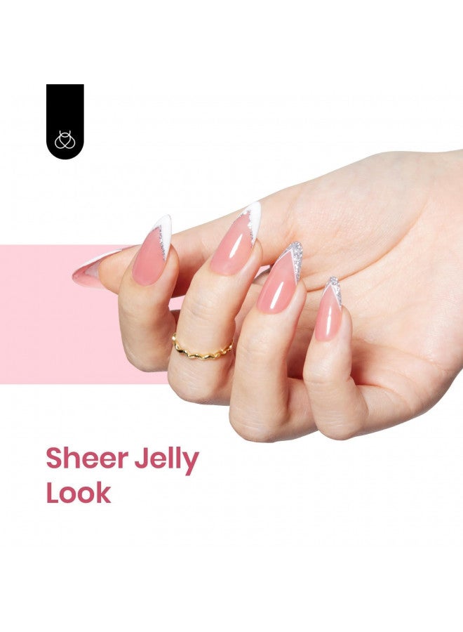 Beetles Jelly Gel Nail Polish Set 6 Colors Aesthetic Nude Shimmer Giltter Nails Withe Pink Gel Polish Kit Translucent Soak off Uv Nail Gel Diy Manicure 2023 New Nail Trend