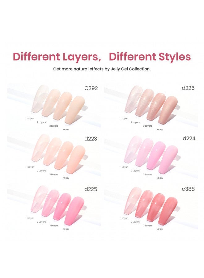 Beetles Jelly Gel Nail Polish Set 6 Colors Aesthetic Nude Shimmer Giltter Nails Withe Pink Gel Polish Kit Translucent Soak off Uv Nail Gel Diy Manicure 2023 New Nail Trend