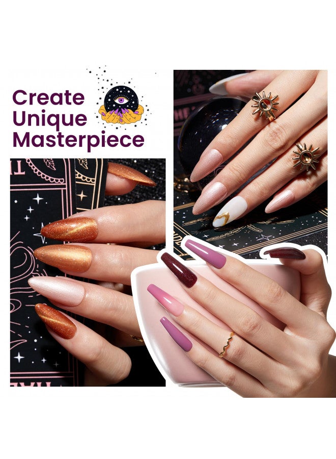 Beetles Cat Eye Gel Nail Polish Set, 6 Colors Purple Glitter Nude Sparkle Stunning Champagne Burgundy Gold lavender Magnetic Effect Fall Nail U v Gel Polish Art Design at Home Gifts for Women