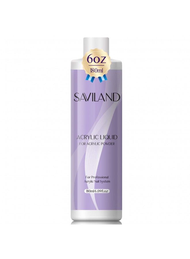 Saviland Acrylic Liquid - 6 oz Acrylic Liquid for Acrylic Powder Low Odor Non-Yellowing Acrylic Liquid for Nail Extension & Carving Home DIY Nail Salon Use