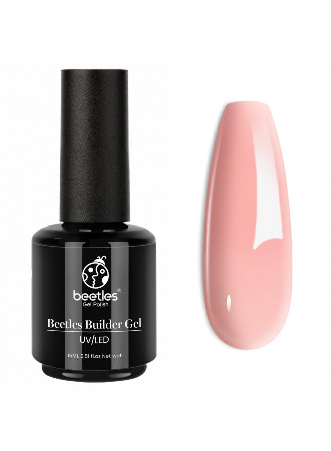 Beetles Builder Nail Gel 15ML, 5 in 1 Builder Strengthener Gel Translucent Cover Soft Pink Color Jelly Hard Gel Nail Extension Brush in Bottle Gel UV Nail Gel, No Need Slip Solution