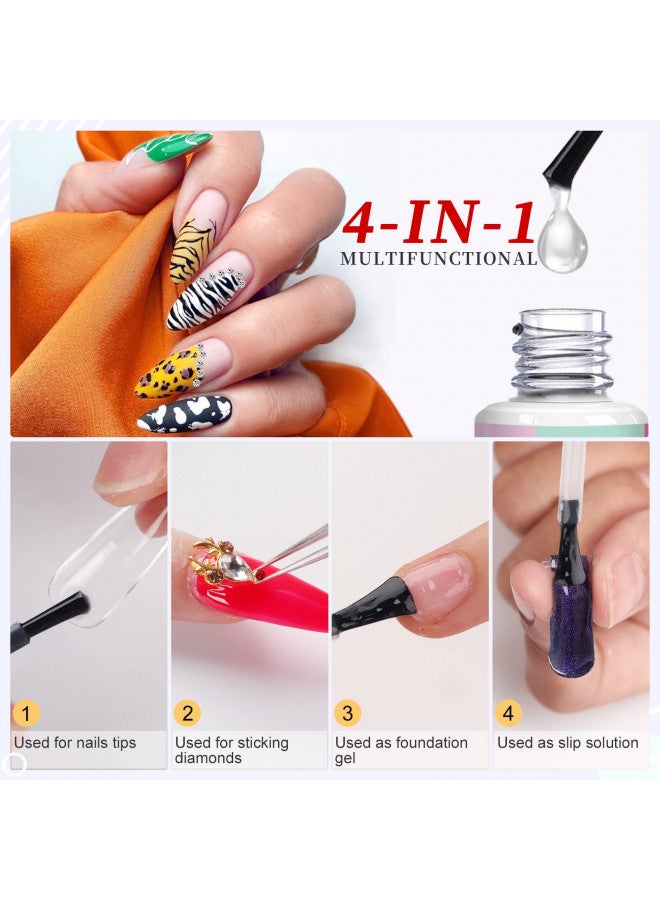 Saviland 15ML Nail Glue Gel,4 in 1 U V Nail Glue Gel for Easy and Fast Nail Extension, Strong Gel X Nail Glue for Long lasting Nail Tips DIY Nail Art(Curing Needed)