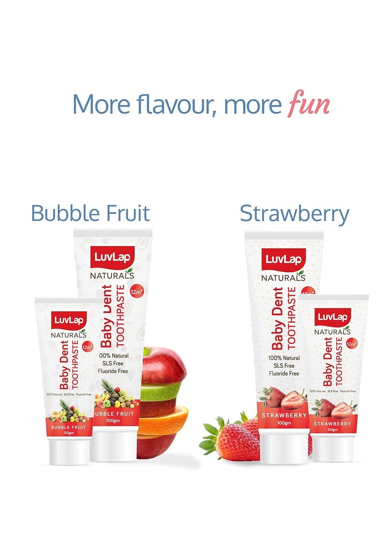 Luv Lap Naturals 100% Natural Baby Toothpaste 100g, Strawberry Flavour, SLS & Fluoride Free Kids Toothpaste, Removes Plaque, Prevents Bacteria, Ensures White Teeth, Neutral pH, 12M+