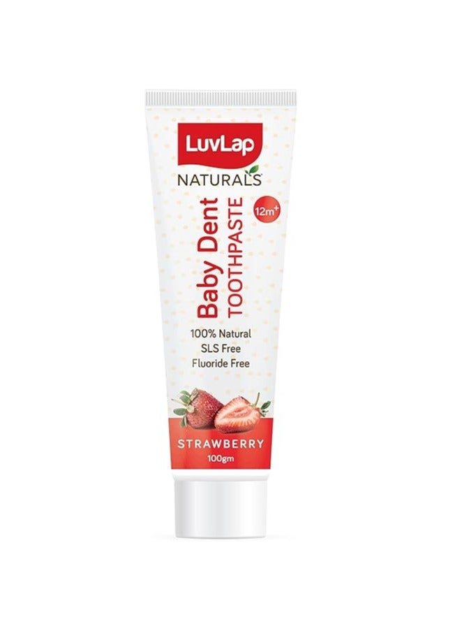 Luv Lap Naturals 100% Natural Baby Toothpaste 100g, Strawberry Flavour, SLS & Fluoride Free Kids Toothpaste, Removes Plaque, Prevents Bacteria, Ensures White Teeth, Neutral pH, 12M+