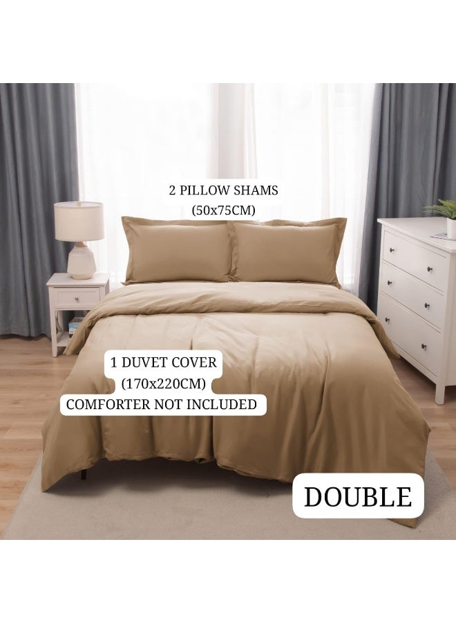 Bedding Duvet Cover Double Size Set- 1Pieces Duvet Cover 170X220Cm / 2Pieces-Pillow Shams 50X75Cm (Coffee, Double)