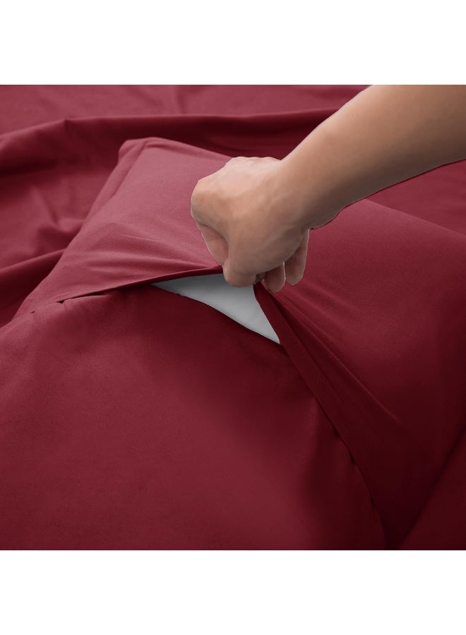 Bedding Duvet Cover Double Size Set- 1Pieces Duvet Cover 170X220Cm / 2Pieces-Pillow Shams 50X75Cm (Burgandy, Double)