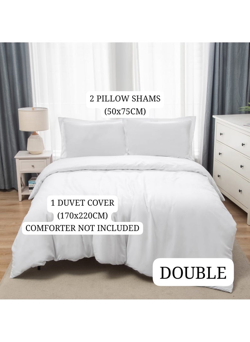 Bedding Duvet Cover Double Size Set- 1Pieces Duvet Cover 170X220Cm / 2Pieces-Pillow Shams 50X75Cm (White, Double)