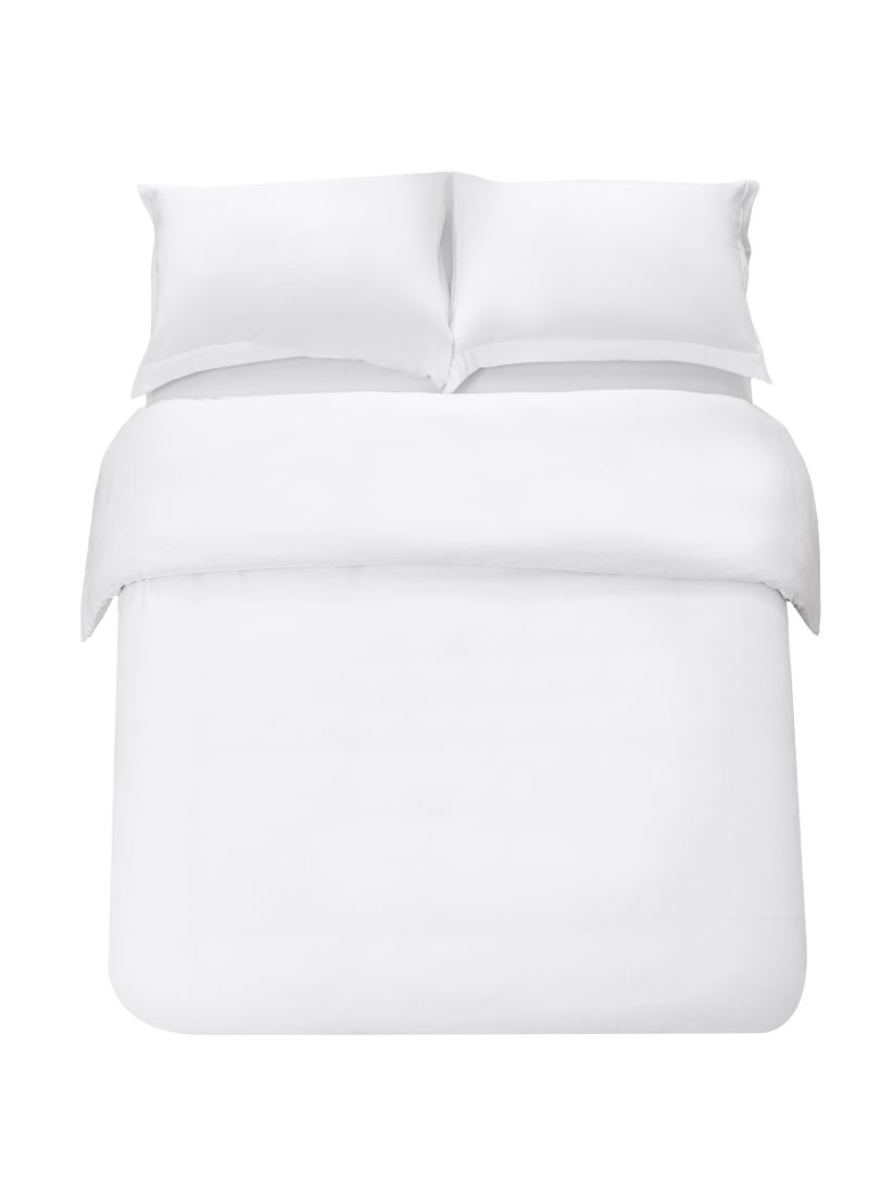 Bedding Duvet Cover Double Size Set- 1Pieces Duvet Cover 170X220Cm / 2Pieces-Pillow Shams 50X75Cm (White, Double)