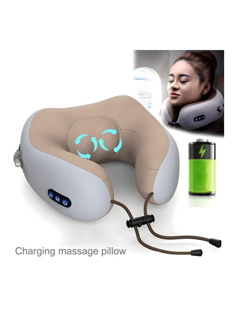 Rechargeable U Shaped Cervical Massage Pillow Neck Massager Vibration Pillow Multifunctional Shoulder and Electric for Relax Muscles Fatigue