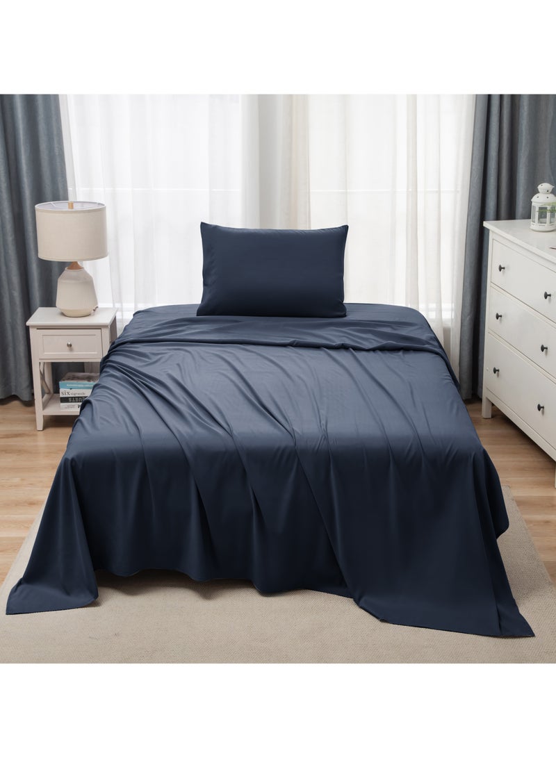 Panax Bedding Single Bed Sheets Set - 3 Piece Bedding - Brushed Microfiber - Shrinkage and Fade Resistant - Easy Care (Navy, Single)