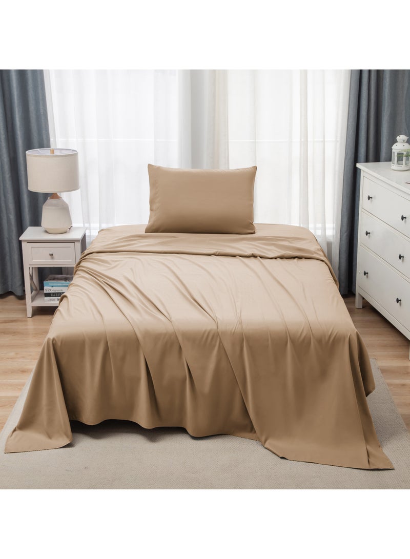 Panax Bedding Single Bed Sheets Set - 3 Piece Bedding - Brushed Microfiber - Shrinkage and Fade Resistant - Easy Care (Coffee, Single)