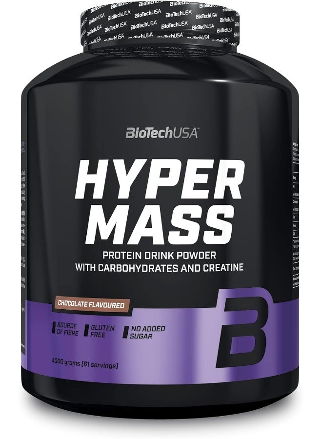 Hyper Mass Mass Supplement With Carbohydrate And Protein Blend Micronized Creatine Gluten Free 4 Kg Chocolate