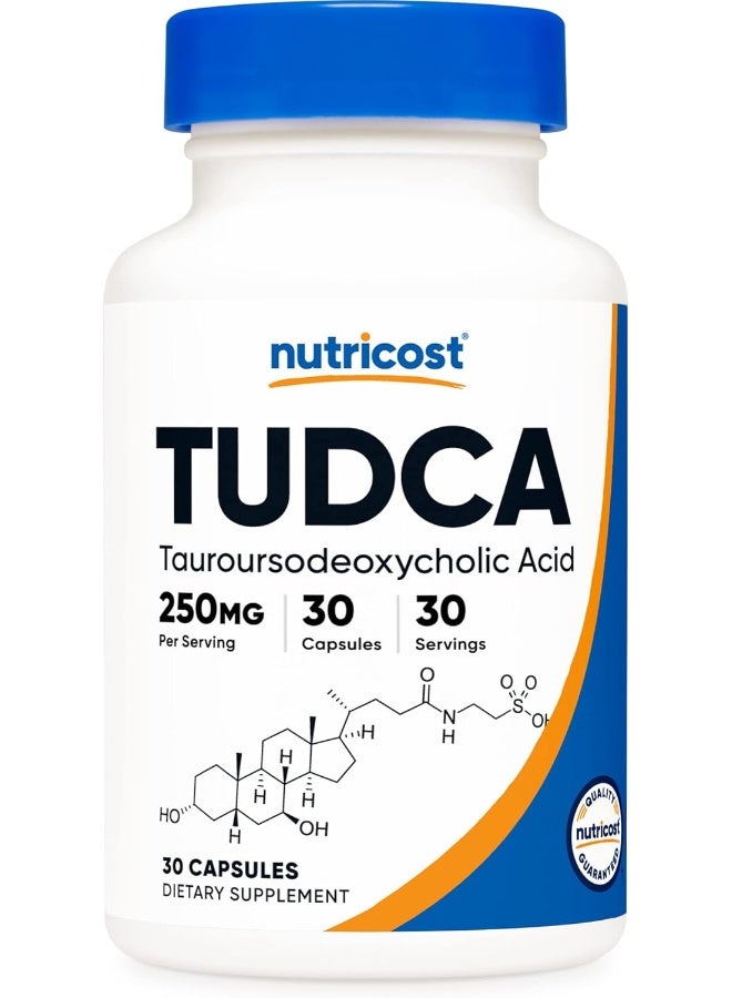 Tudca 250Mg 30 Capsules Tauroursodeoxycholic Acid Gluten Free Non-Gmo