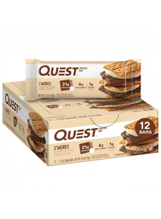 Quest Nutrition S'mores Protein Bar, High Protein, Low Carb, Gluten Free, Keto Friendly, 12 Count