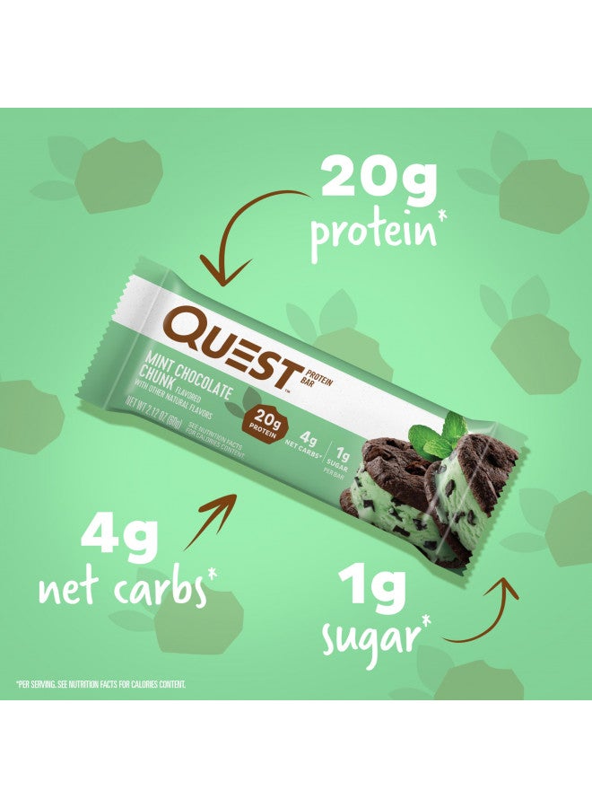 Quest Nutrition Mint Chocolate Chunk Protein Bars, High Protein, Low Carb, Gluten Free, Keto Friendly, 12 Count