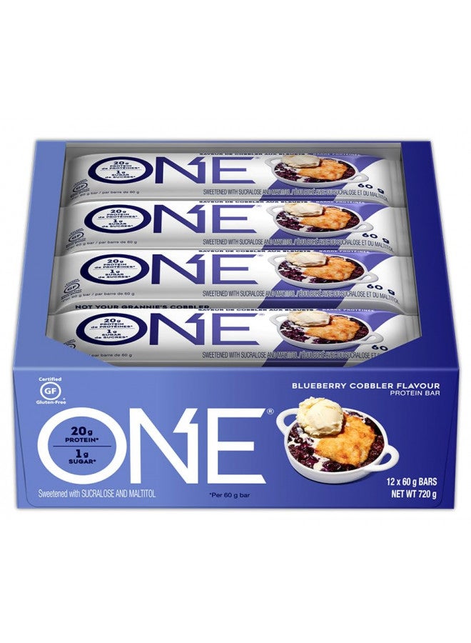 ONE Protein Bars, Blueberry Cobbler, Gluten Free Protein Bars with 20g Protein and only 1g Sugar, Guilt-Free Snacking for High Protein Diets, 2.12 oz (12 Count)