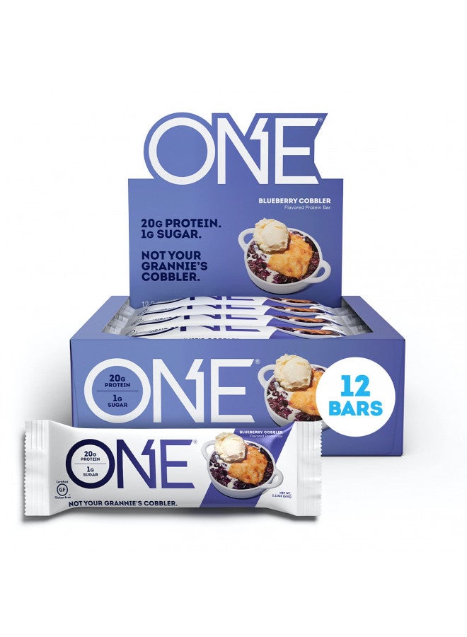 ONE Protein Bars, Blueberry Cobbler, Gluten Free Protein Bars with 20g Protein and only 1g Sugar, Guilt-Free Snacking for High Protein Diets, 2.12 oz (12 Count)