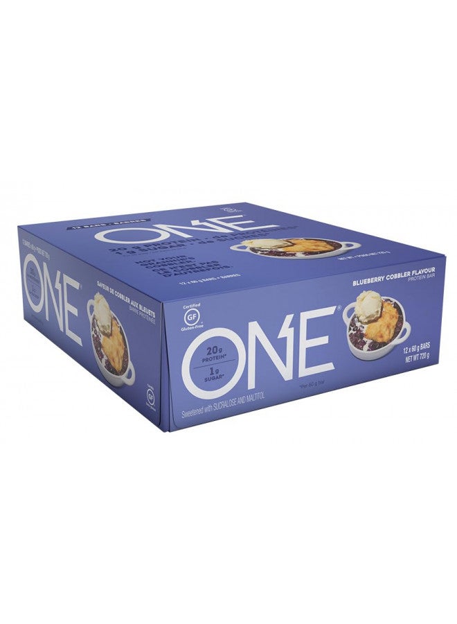 ONE Protein Bars, Blueberry Cobbler, Gluten Free Protein Bars with 20g Protein and only 1g Sugar, Guilt-Free Snacking for High Protein Diets, 2.12 oz (12 Count)