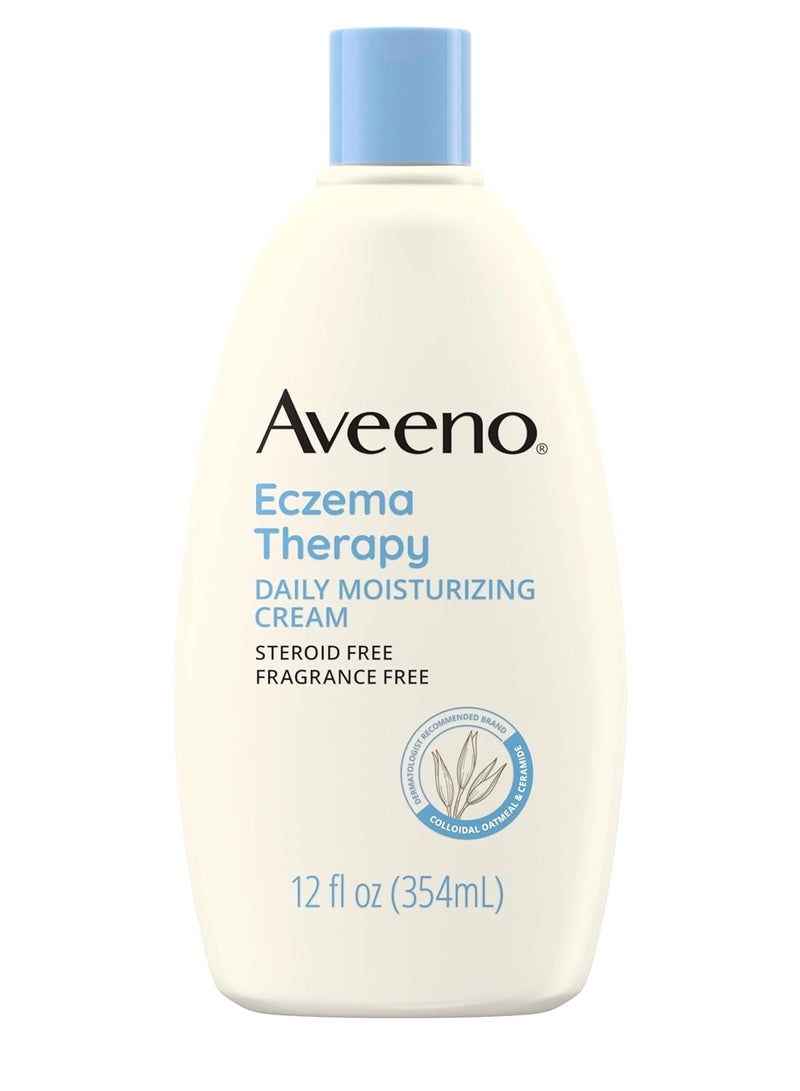 Aveeno Eczema Therapy Daily Moisturizing Cream for Sensitive Skin, Soothing Eczema Relief Cream for Itchy, Dry Skin, Fragrance-Free Itch Cream, 12 FL OZ