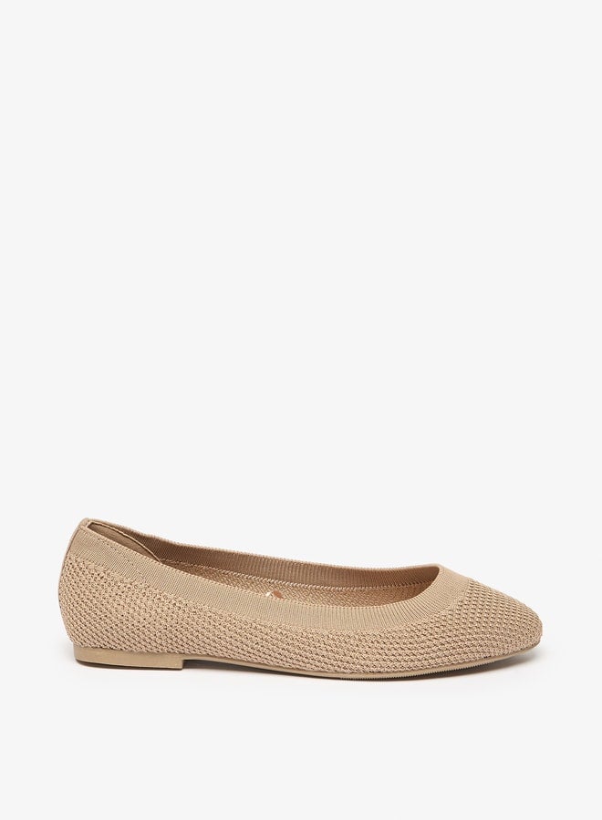 Women's Textured Slip-On Round Toe Ballerina Shoes