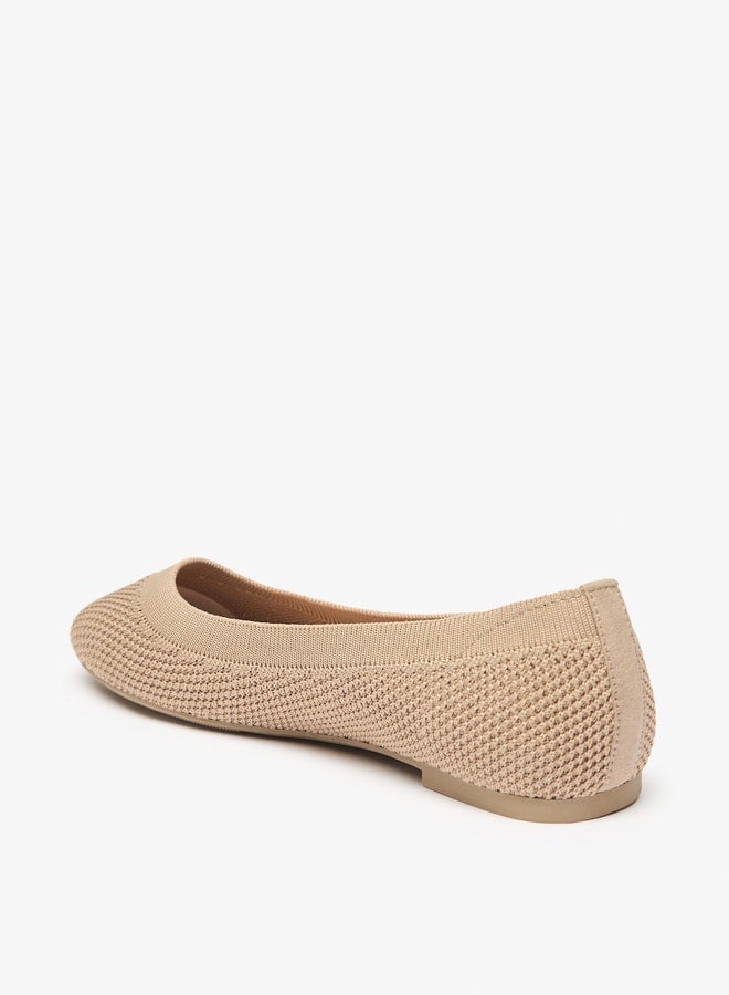 Women's Textured Slip-On Round Toe Ballerina Shoes