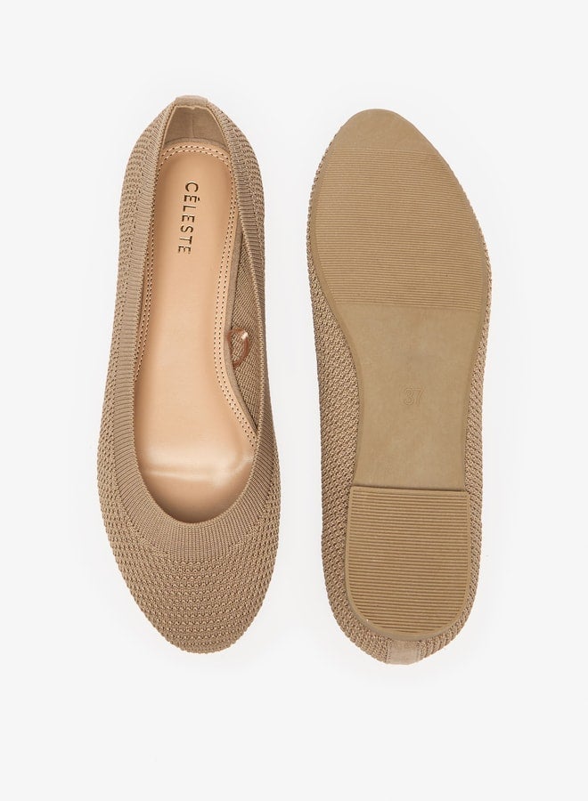 Women's Textured Slip-On Round Toe Ballerina Shoes