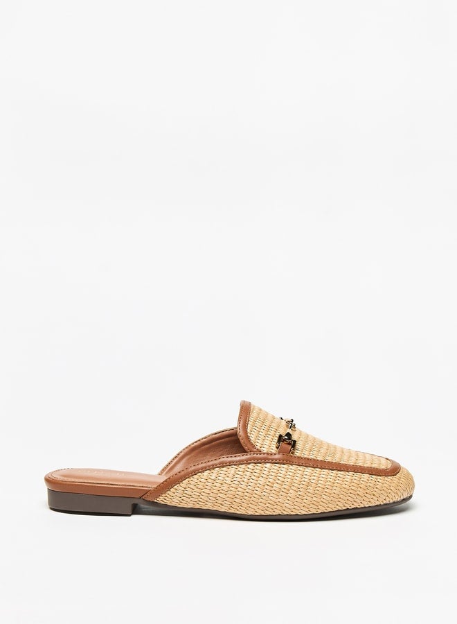 Women's Textured Slip-On Mules with Metal Accent