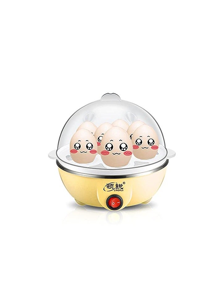 Electric Egg Cooker Boiler Maker - 7 Egg Capacity, Soft, Medium or Hard Boil, Noise-Free Technology, Auto Shut Off - White, Includes Egg Slicer - Fast & Easy Cooking, Ideal for Breakfast