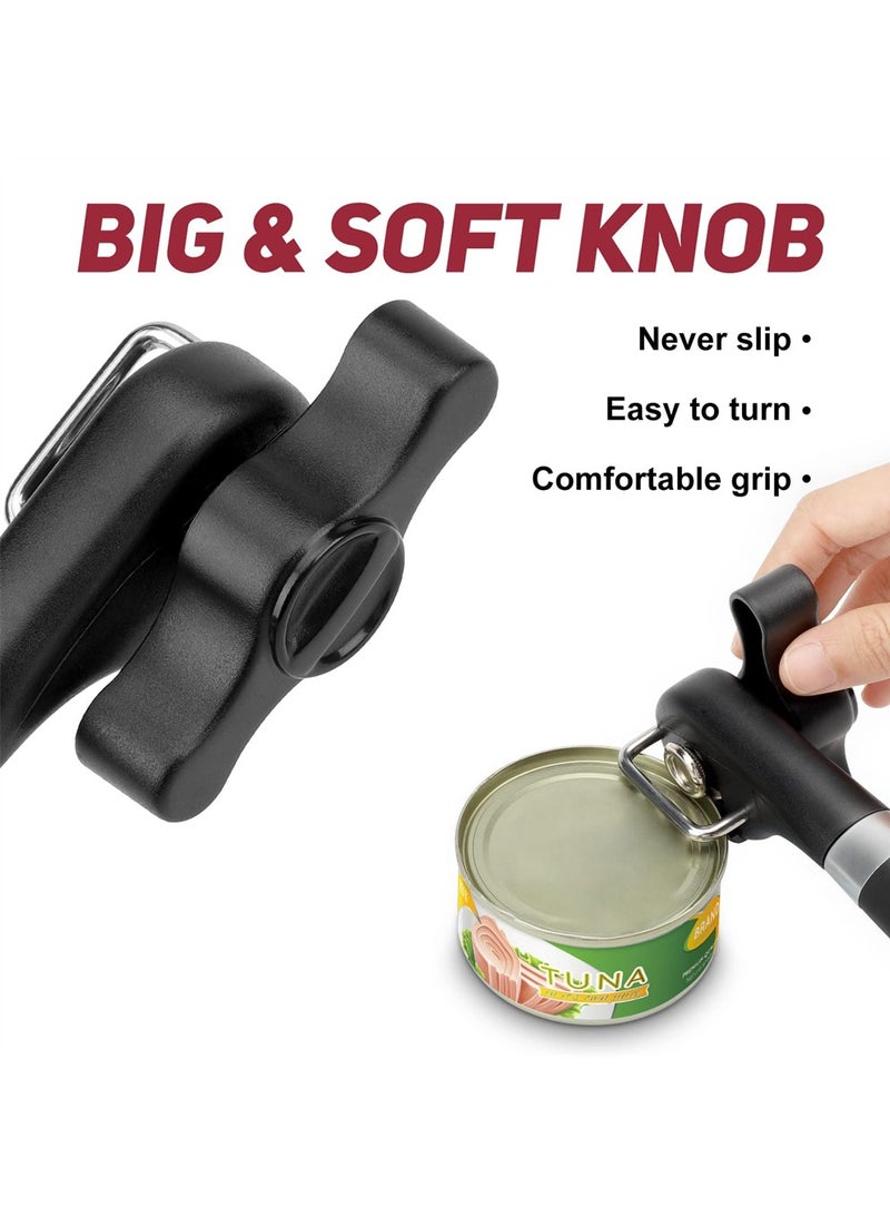 Ergonomic Stainless Steel Manual Can Opener Safe Smooth Edge Design Kitchen Tool with Large Turning Knob for Easy Use