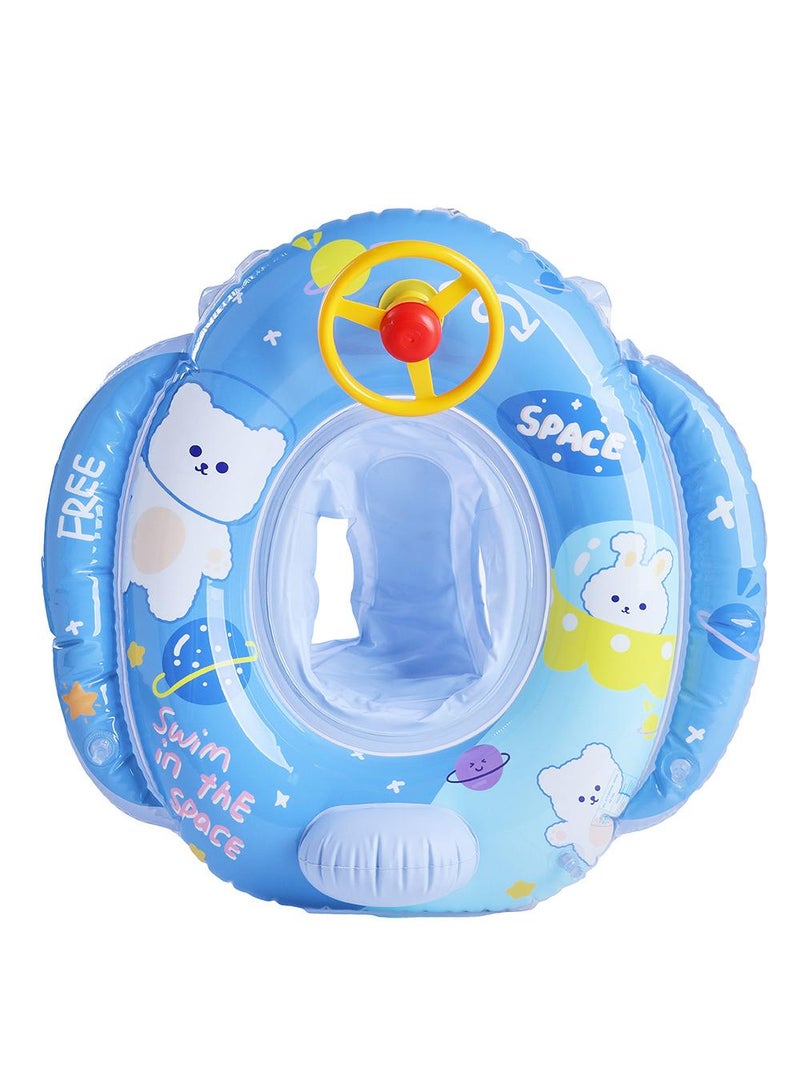 Baby Swimming Float Ring with Seat, Inflatable Children Waist Float Ring, Baby Free Swimming Ring, Safe and Durable, Pool Tool for The Age of 1-5 Years Kids,Blue-A