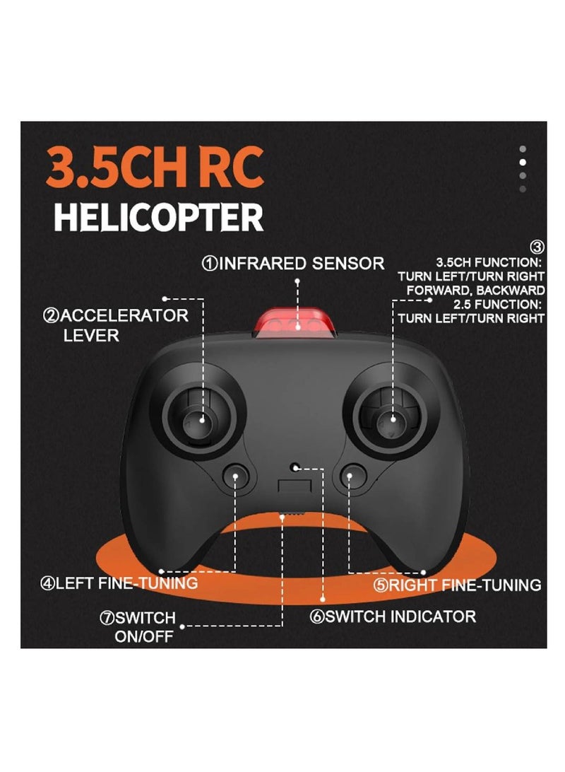 Remote Control Helicopter Kids Toys,3.5 Channel 2.4GHz Aircraft with Intelligent Obstacle Avoidance,One Key take Off Landing,LED Light,Stable Flight & Easy Control, Birthday Present for Boys Girls