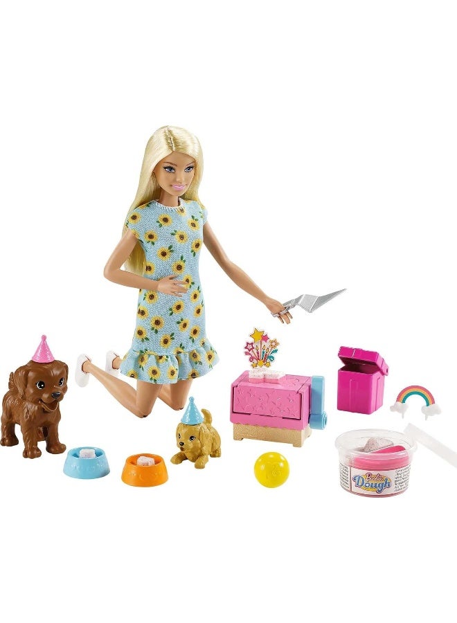 Barbie Doll and Puppy Party Playset with Puppies, Dough and Cake Mold, 3 to 7 Year Olds