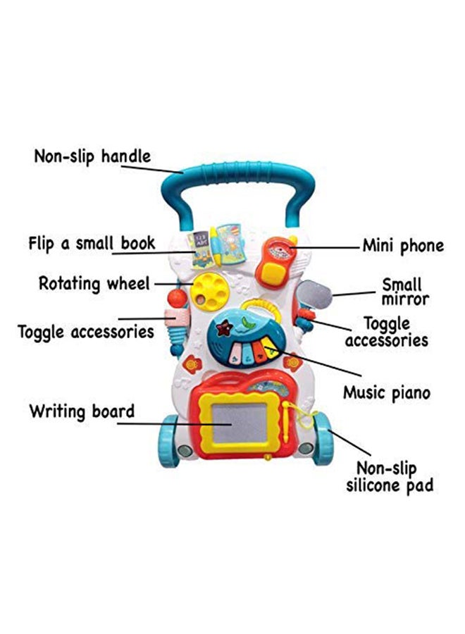 Multifunctional 4-Wheel Base First Steps Musical Toddler Toy Walker For Kids