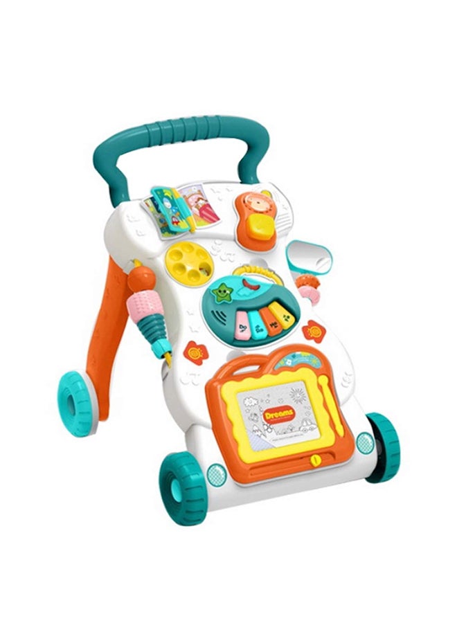 Multifunctional 4-Wheel Base First Steps Musical Toddler Toy Walker For Kids