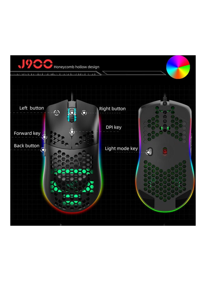 J900 USB Wired Gaming Mouse Black/Green