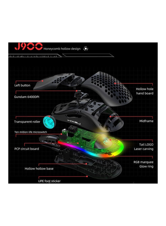 J900 USB Wired Gaming Mouse Black/Green