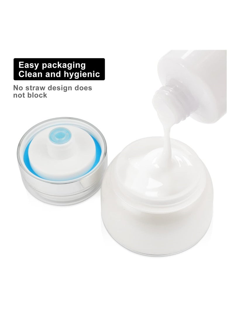 Airless Pump Jar Pot, 2pcs 50ml Empty Acrylic Face Cream Jar with Press Pump, Portable Refillable Travel Sample Cosmetic Container for Makeup, Essence