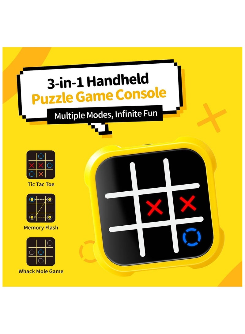 Handheld Electric Tic Tac Toe Game Console - Educational Puzzle Game for Kids | Perfect for Road Trips & Family Fun | Ideal Birthday Gift for All Ages