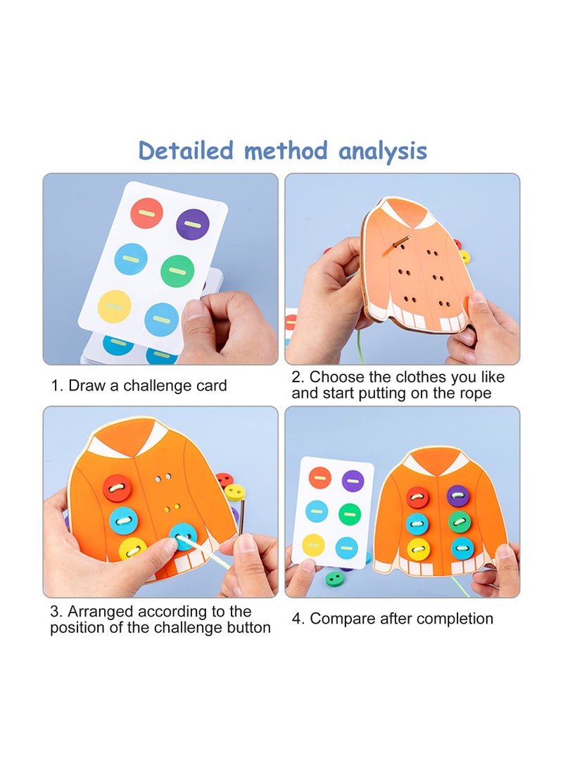Wooden Lacing Toys for Kids Ages 3-5, Montessori Fine Motor Skills Activity, Sewing Button Threading Game, Educational Preschool Development Toy.