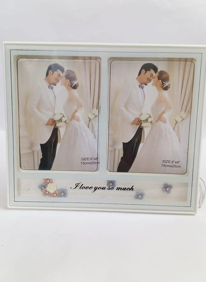 Light Photo Frame Stand With Two Slots Of Photos Led Photo Frames Stand