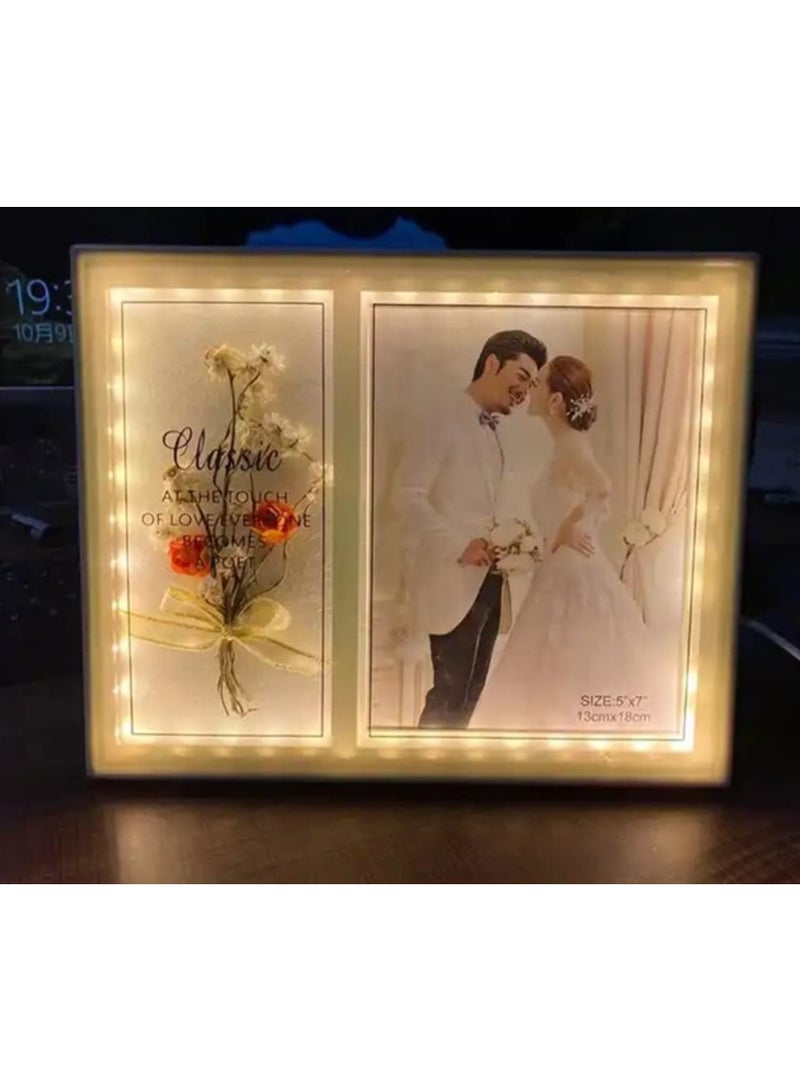 Light Photo Frame Stand With Two Slots Of Photos Led Photo Frames Stand