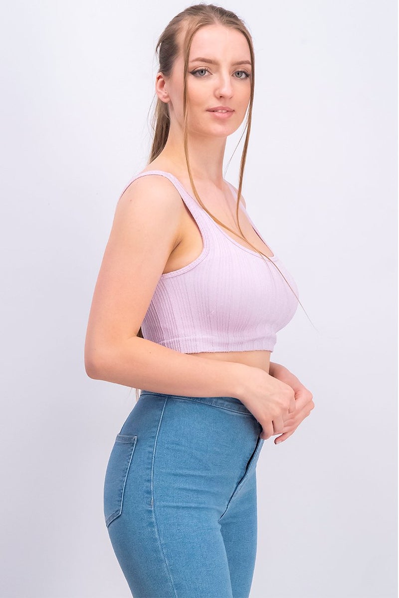 Women Sleeveless Metallic Crop Top, Lavender