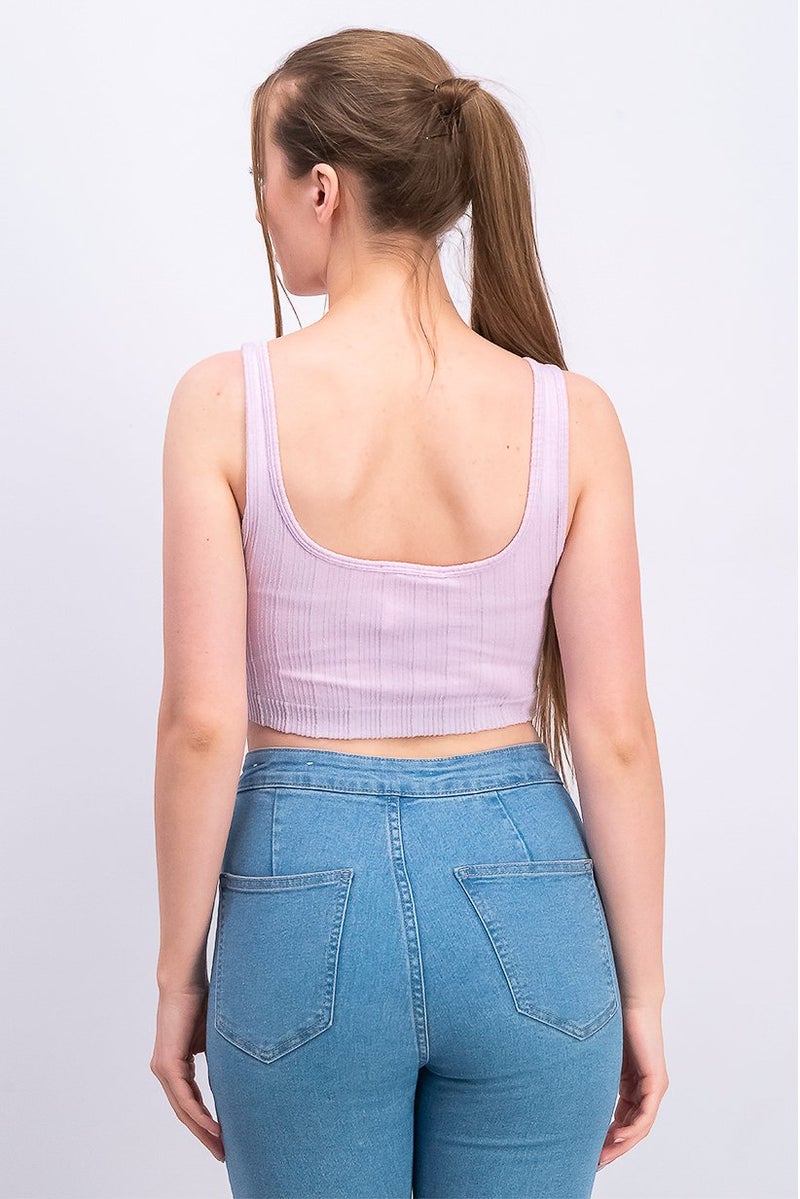 Women Sleeveless Metallic Crop Top, Lavender