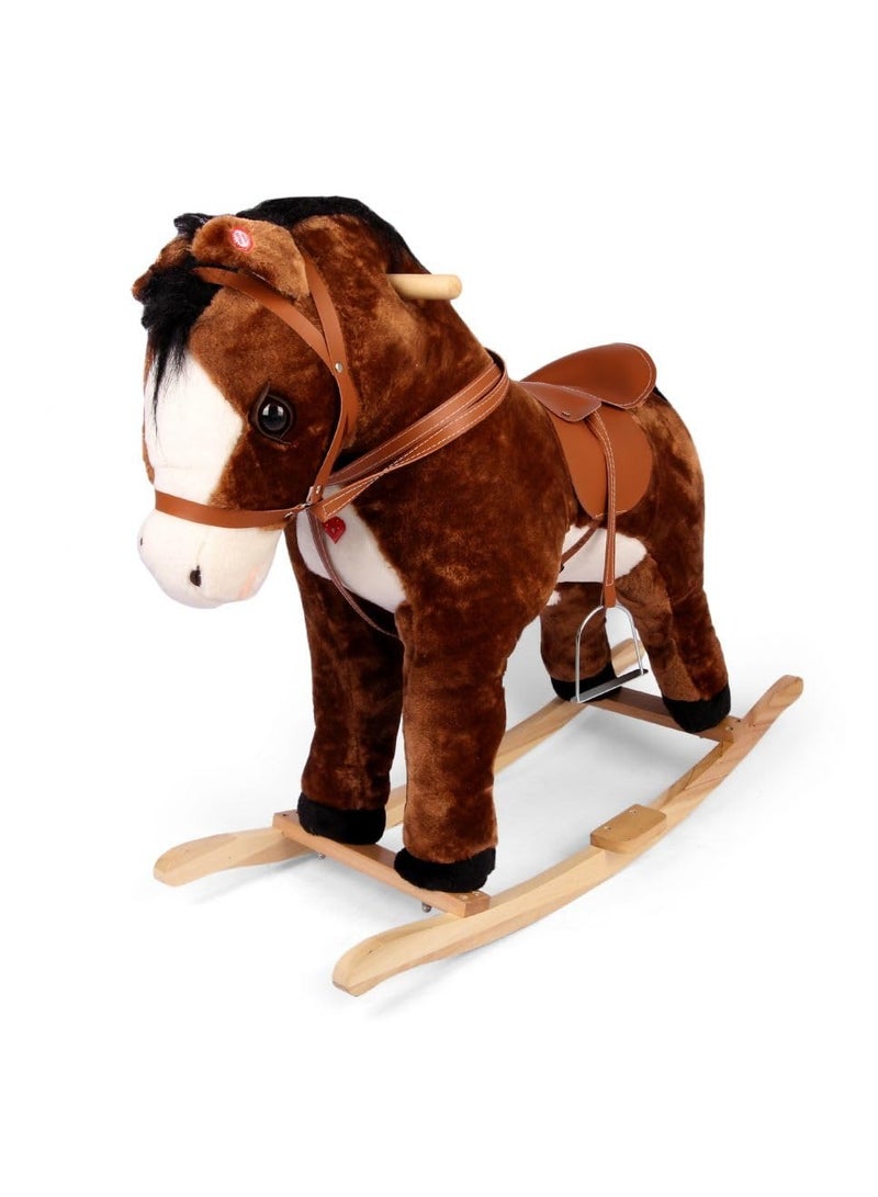 Children's Wooden Rocking Horse with Wheels - Small Size | Classic Wooden Ride-On Toy for Kids | Safe & Durable Design