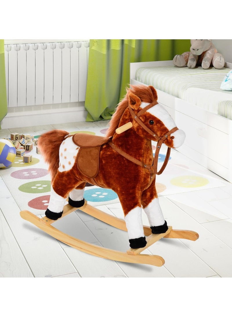 Children's Wooden Rocking Horse with Wheels - Small Size | Classic Wooden Ride-On Toy for Kids | Safe & Durable Design