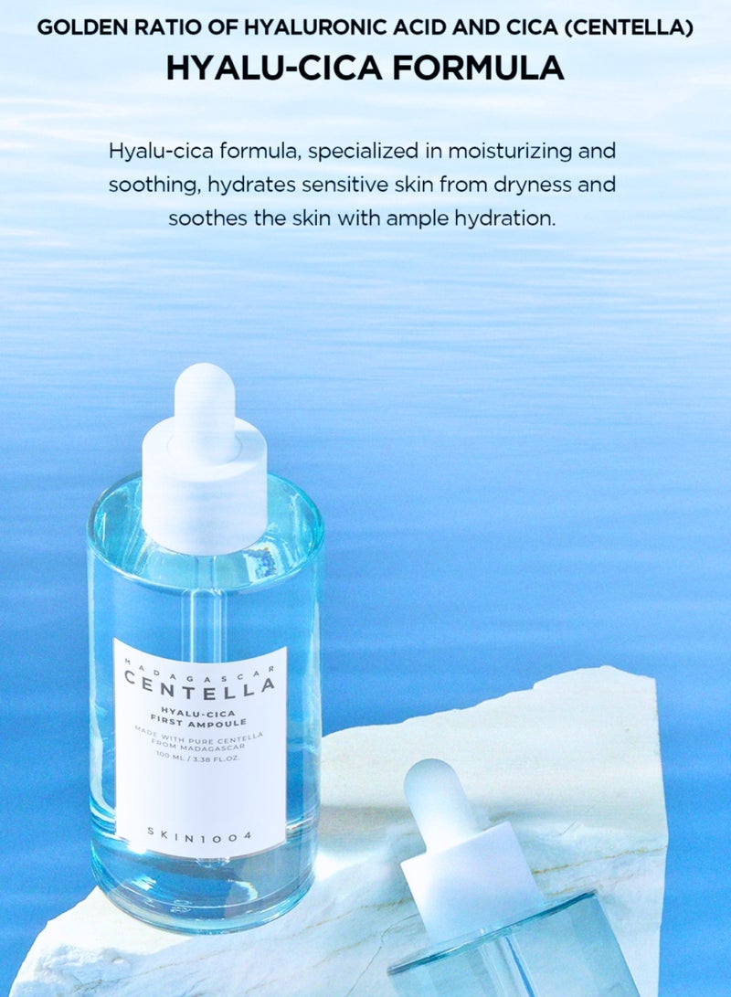 Madagascar Centella Hyalu-Cica Full Skincare Set: SPF50+ Sun Serum, Brightening Toner, Protective Sun Stick, and Nourishing First Ampoule 380ml
