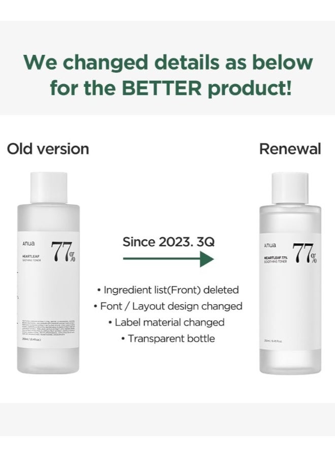 Heartleaf 77% Soothing Toner I Ph 5.5 Trouble Care, Calming Skin, Refreshing, Hydrating, Purifying, Cruelty Free, Vegan 250Ml