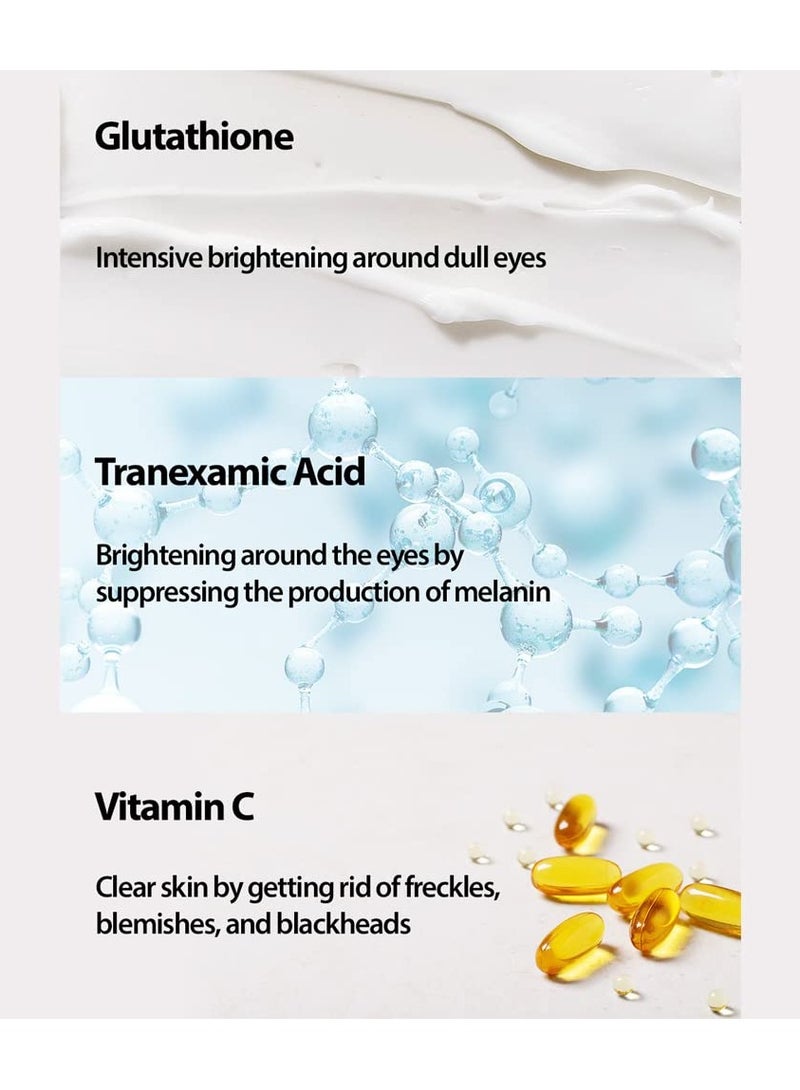 Mary&May Tranexamic Acid + Glutathione Eye Cream - Powerful Antioxidant, Reduces Dark Circles in the Eye, Improve Uneven Skin Tone with Vitamin C - Suitable for Morning and Night Use, 1.01 oz