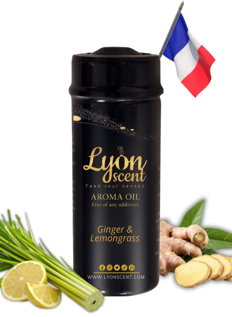 Lyon Scent Aroma Oil, 100% Pure Oil, Perfume for Air Freshener, Diffuser Aroma, Fragrance Oil, Air Freshener Oil refill, Essential Scented Oil, Luxurious Scent (Ginger & Lemongrass)